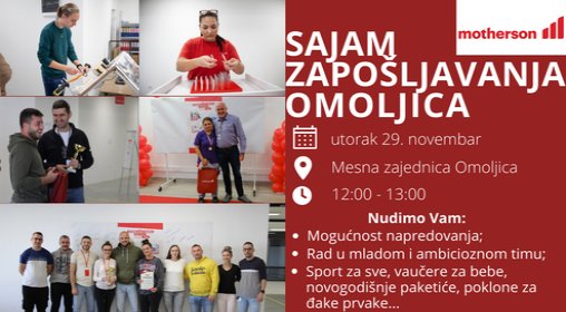 Pridruži se našem timu. 29. novembar 12:00-13:00 – Vidimo se u Omoljici! 29. novembar 13:30-14:30 – Vidimo se u Starčevu...
